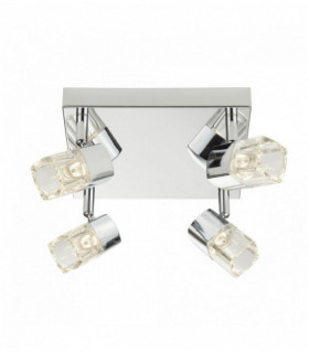 LED- Punktblocks 4 Ampullen square Chrom transparentes Glas