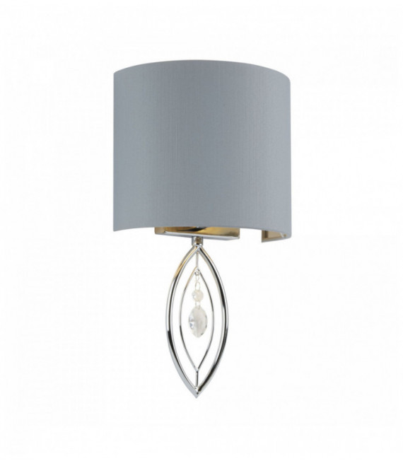 Lampada da parete-cromo con tonalità di grigio e la goccia di cristallo