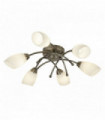 Ceiling light opera 6 brass bulbs with opal glass