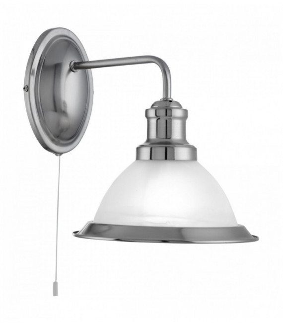1-light bistro wall light with satin silver marble glass