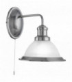 1-light bistro wall light with satin silver marble glass