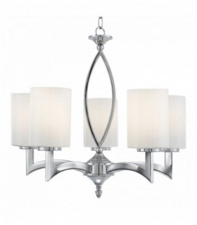 gina soffitto 5 lampadine diffusore in vetro bianco cromo