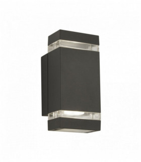 Outdoor led wall light, up-down wall bracket with transparent gray diffuser
