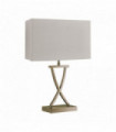 Cream rectangle shade club table lamp in antique brass