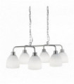 Suspension cromwell 6 ampoules argent satiné avec verre blanc
