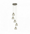 Suspension bistro ii 5 ampoules. argent satiné