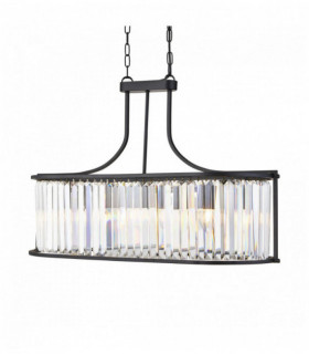 oval Suspension victoria 5 matt schwarz Glasampullen mit Kristall