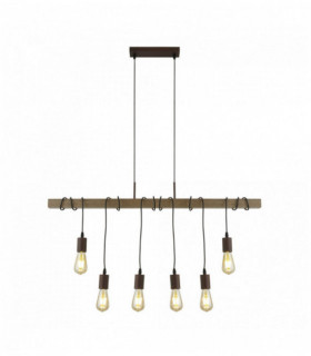 6-light barn pendant light with brown / black wood