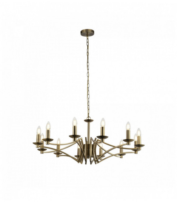 Suspension ascot 12 bulbs antique brass