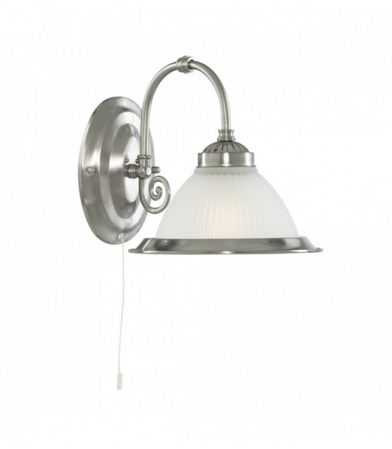 Applique murale american diner 1 ampoule verre acide argent satiné