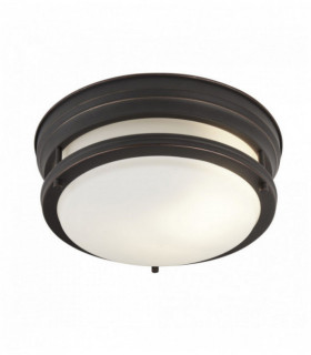 Plafonnier edinburgh 2 ampoules brun avec verre opale. ip44