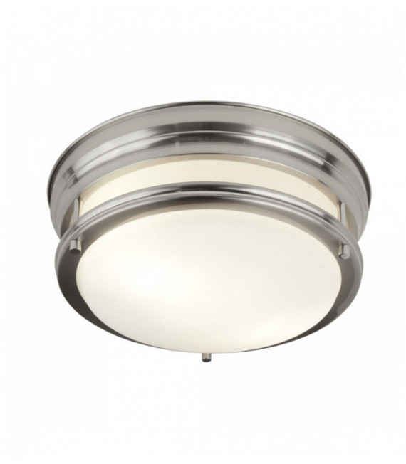 Plafonnier edinburgh 2 ampoules argent satiné avec verre opale ip44