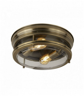 Decken edinburgh 2 Ampullen Messing Antik / transparentes Glas ip44