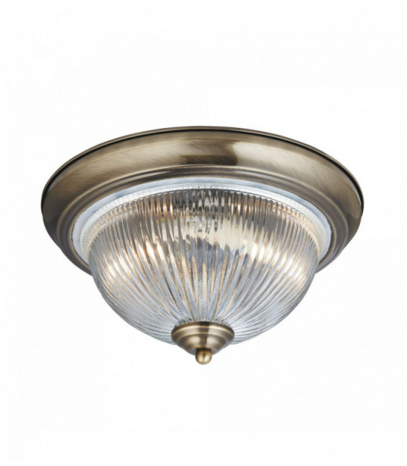 Ceiling light 2 bulbs ip44 in antique brass with transparent glass