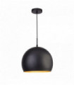 Suspension industrielle - 1 ampoule 30cm suspension boule noir mat intérieur or