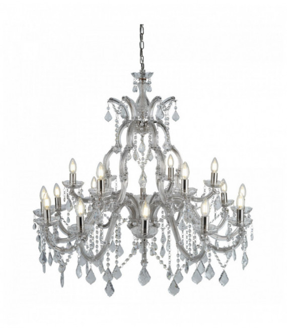 Lampadario Marie Therese 18 lampadine cromo cristallo trasparente