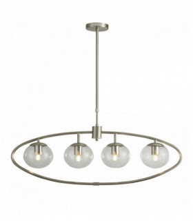 Sospensioni 4 lampadine con palline di vetro argento satinato