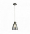 Suspension îlot 1 ampoule support aluminium verre fumé