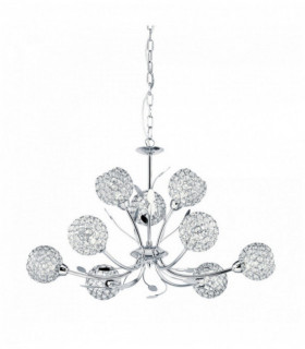 Techo Bellis ii - pantalla de cristal del deco cromo transparente bulbos 9