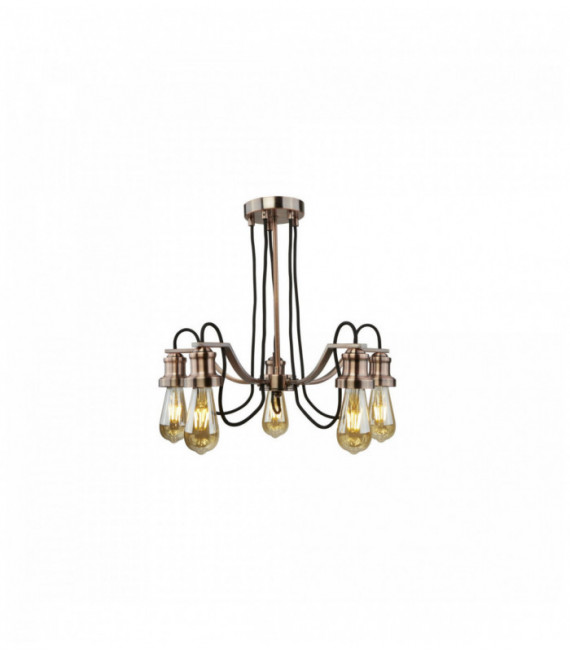 Decken olivia 5-Kabel-Lampen geflochten Stoff schwarz Antique Copper