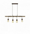 Barn pendant light 4 bulbs with brown / black wood