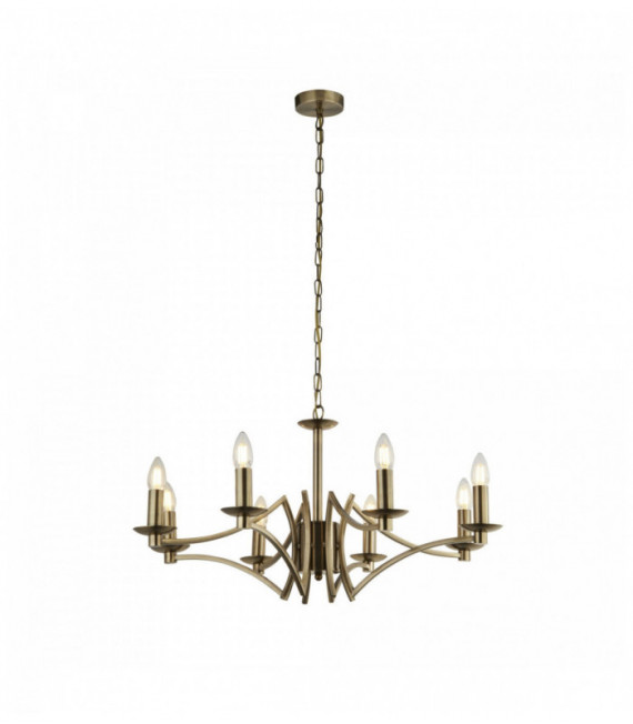 Ascot pendant light 8 bulbs antique brass