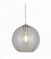 Suspension boule 1 ampoule 35cm dia verre transparent chrome