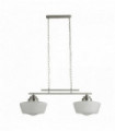 School pendant light 2 bulbs in satin silver with opal glass