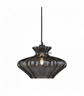 Pendant light 1 bulb smoked glass with stainless steel
