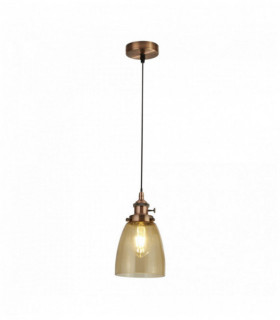Island pendant light 1 bulb aluminum support amber glass