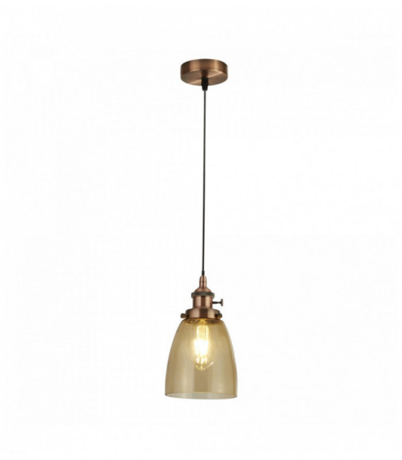 Island pendant light 1 bulb aluminum support amber glass