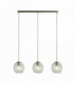 Suspension barre 3 ampoules argent satiné avec verre transparent
