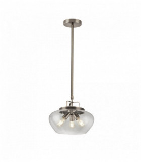 Suspension boule 3 ampoules argent satiné / transparent