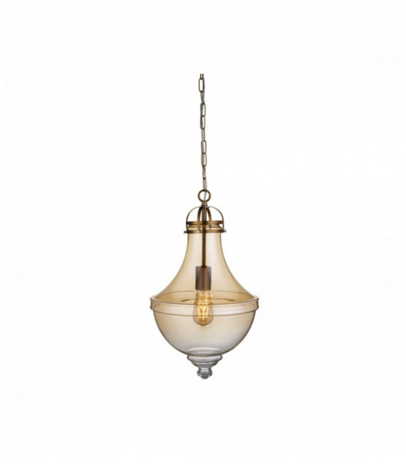 Cairo pendant light 1 bulb satin bronze amber glass