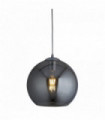 Ball pendant light 1 bulb 35cm dia chrome smoked glass