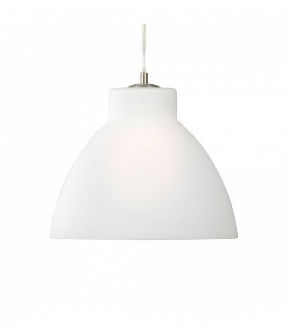 Suspension Metall und Glas 1 Opalglas Glühbirne Satinsilber