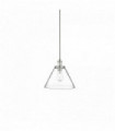 Pyramid pendant light 1 bulb satin silver transparent pyramid glass shade
