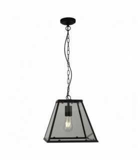Lantern pendant light 1 bulb with matt black frame