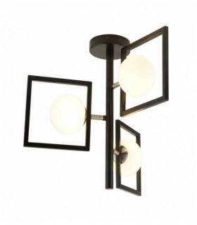 Suspension rosewell 3 bulbs matt black and opal