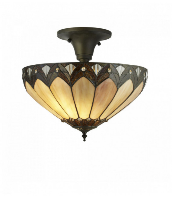 Suspension tiffany pearl transparent / marron / violet
