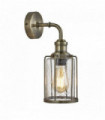 Pipes wall light 1 bulb antique brass with grained glass
