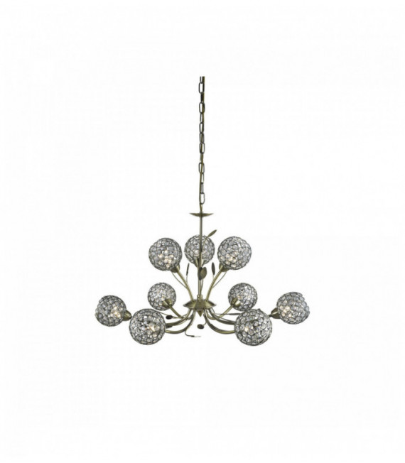 Plafnonier Bellis ii - paralume deco trasparente soffitto di vetro 9 lampadine ottone antico