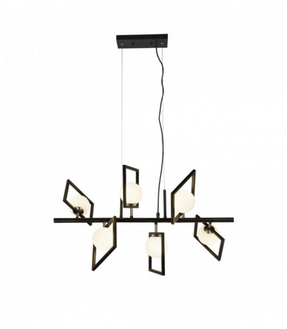 Suspension rosewell 6 ampoules noir mat et opale
