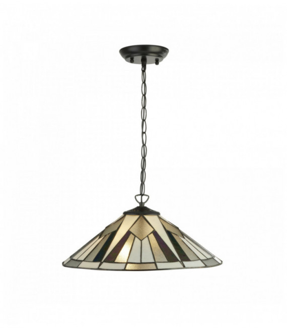 Gatsby tiffany 2-bulb pendant light bronze / black / transparent / white / multi