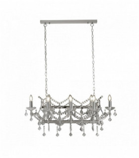 Suspension Florence 8 Glühbirnen Kristall transparent Chrom