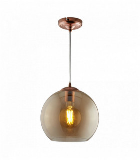 1 Ampulle runde Kugel Suspension 35cm dia Glas amber Antik Messing