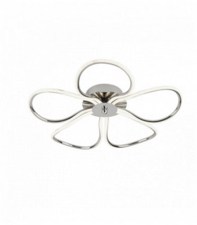 Plafonnier 5 ampoules led pétal chrome