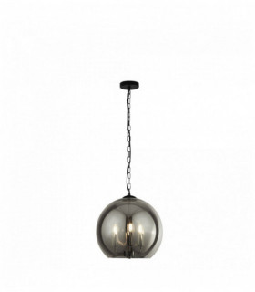 Suspension sphere 3 ampoules boule en verre fumé - noir / chrome