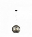 Suspension sphere 3 ampoules boule en verre fumé - noir / chrome