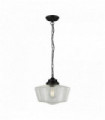 Black school pendant light with clear glass